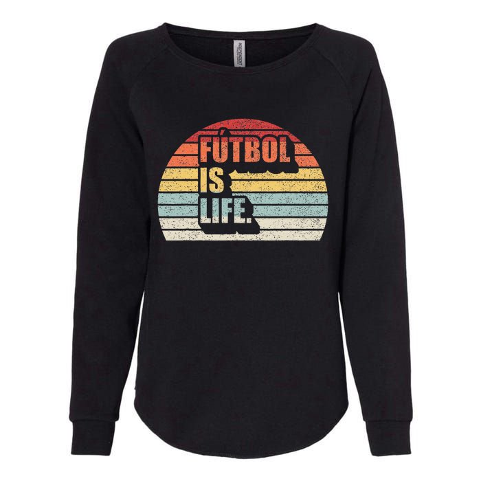 Vintage Retro Futbol Is Life Womens California Wash Sweatshirt