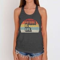 Vintage Retro Futbol Is Life Women's Knotted Racerback Tank