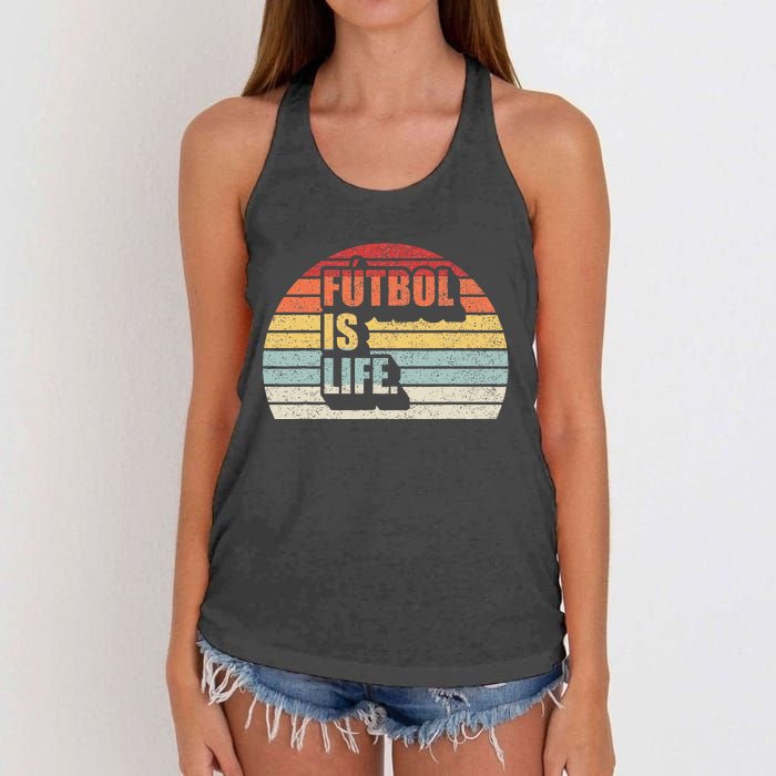 Vintage Retro Futbol Is Life Women's Knotted Racerback Tank