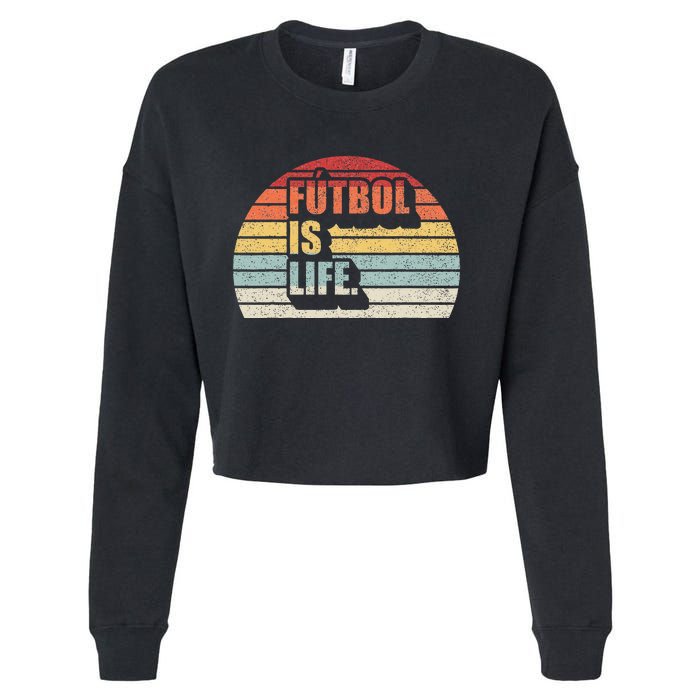 Vintage Retro Futbol Is Life Cropped Pullover Crew