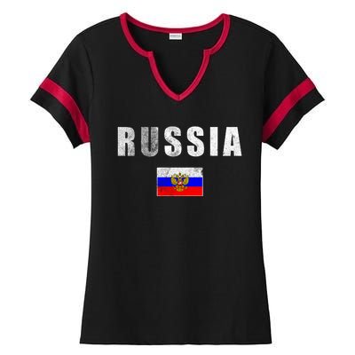 Vintage Russia Flag Ladies Halftime Notch Neck Tee