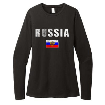 Vintage Russia Flag Womens CVC Long Sleeve Shirt