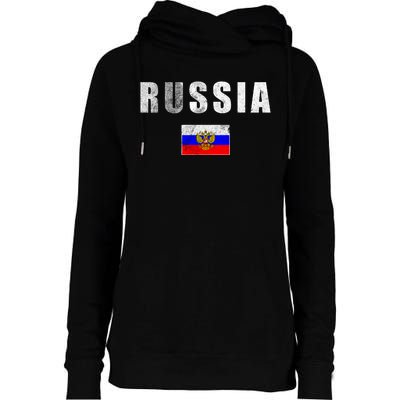 Vintage Russia Flag Womens Funnel Neck Pullover Hood