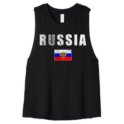 Vintage Russia Flag Women's Racerback Cropped Tank