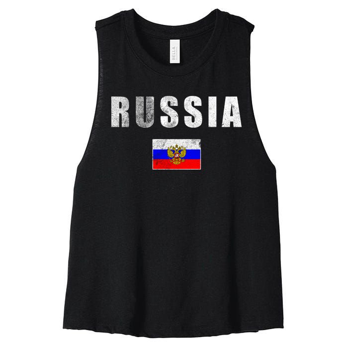 Vintage Russia Flag Women's Racerback Cropped Tank