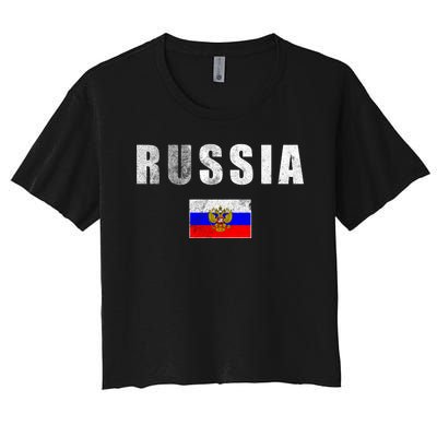 Vintage Russia Flag Women's Crop Top Tee