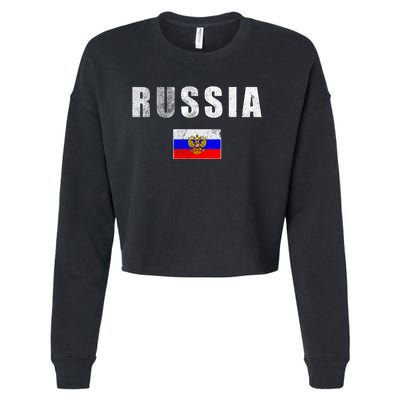 Vintage Russia Flag Cropped Pullover Crew