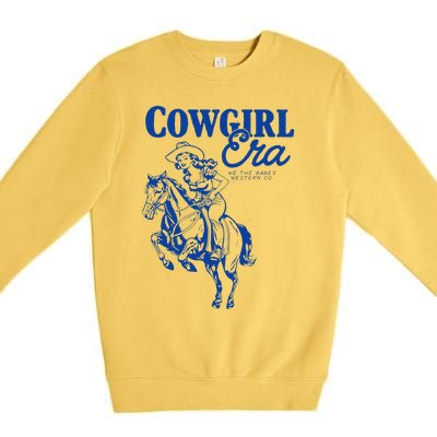 Vintage Retro Funny Cowgirl Era We The Babes Western Co Premium Crewneck Sweatshirt