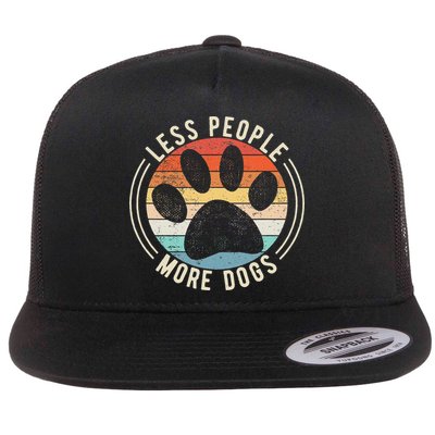 Vintage Retro Funny Sayings Dog Lover Less People More Dogs Flatbill Hat
