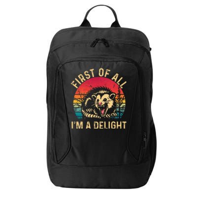 Vintage Retro First Of All IM A Delight Angry Possum City Backpack