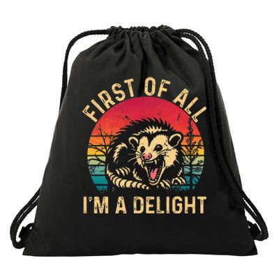 Vintage Retro First Of All IM A Delight Angry Possum Drawstring Bag