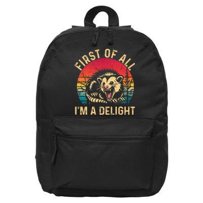 Vintage Retro First Of All IM A Delight Angry Possum 16 in Basic Backpack