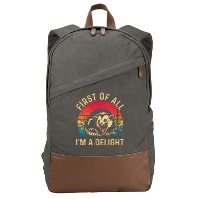 Vintage Retro First Of All IM A Delight Angry Possum Cotton Canvas Backpack