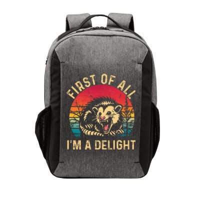 Vintage Retro First Of All IM A Delight Angry Possum Vector Backpack