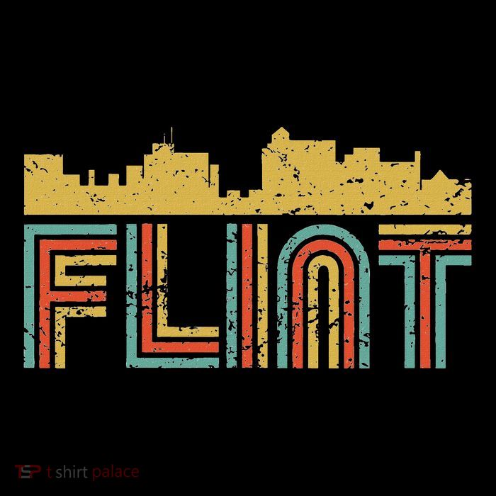 Vintage Retro Flint Michigan Skyline Baby Bodysuit