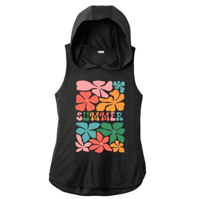 Vintage Retro Floral Summer Ladies PosiCharge Tri-Blend Wicking Draft Hoodie Tank