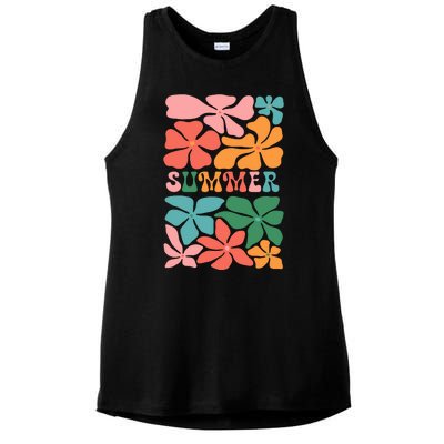 Vintage Retro Floral Summer Ladies PosiCharge Tri-Blend Wicking Tank