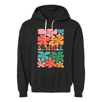 Vintage Retro Floral Summer Garment-Dyed Fleece Hoodie