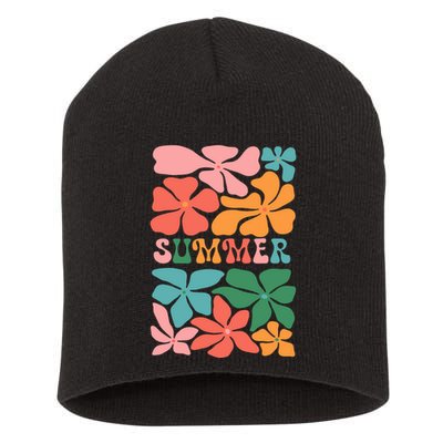 Vintage Retro Floral Summer Short Acrylic Beanie