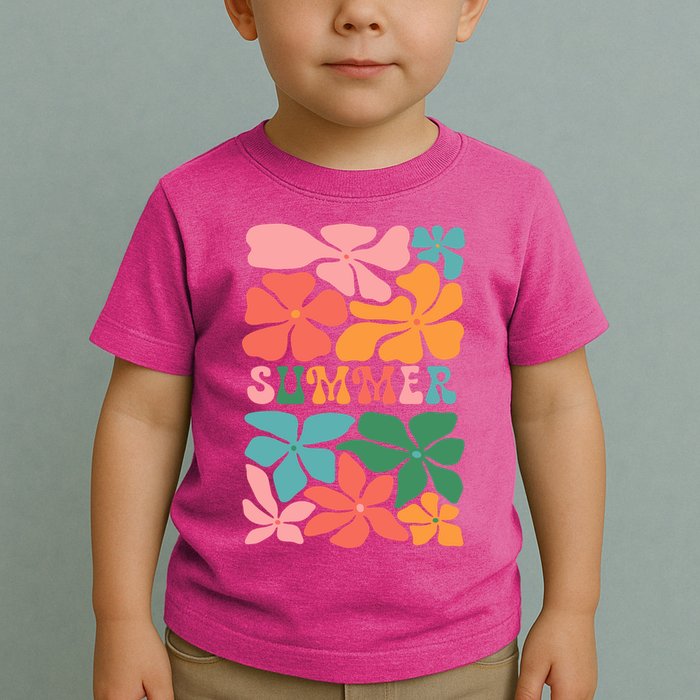 Vintage Retro Floral Summer Toddler T-Shirt
