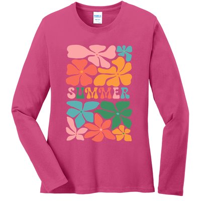 Vintage Retro Floral Summer Ladies Long Sleeve Shirt