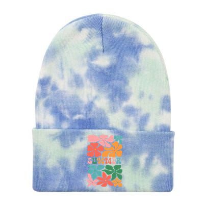 Vintage Retro Floral Summer Tie Dye 12in Knit Beanie