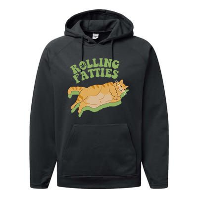 Vintage Rolling Fatties Cat Retro Kitty Kitten Meow Performance Fleece Hoodie