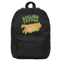 Vintage Rolling Fatties Cat Retro Kitty Kitten Meow 16 in Basic Backpack