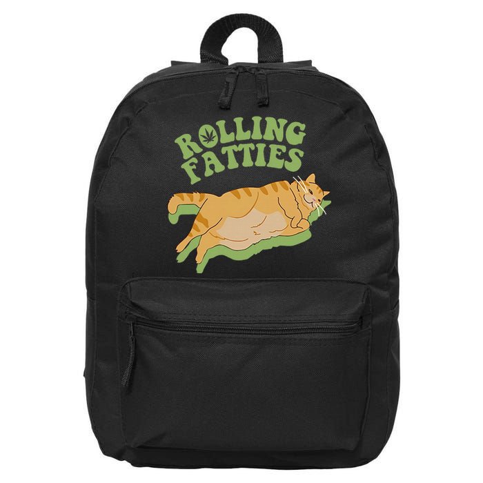 Vintage Rolling Fatties Cat Retro Kitty Kitten Meow 16 in Basic Backpack