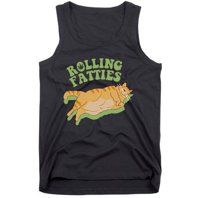 Vintage Rolling Fatties Cat Retro Kitty Kitten Meow Tank Top