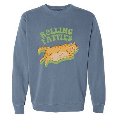 Vintage Rolling Fatties Cat Retro Kitty Kitten Meow Garment-Dyed Sweatshirt