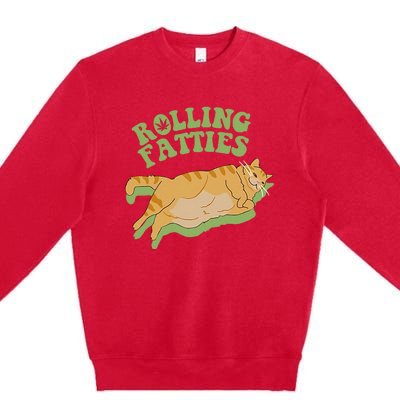 Vintage Rolling Fatties Cat Retro Kitty Kitten Meow Premium Crewneck Sweatshirt