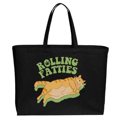 Vintage Rolling Fatties Cat Retro Kitty Kitten Meow Cotton Canvas Jumbo Tote