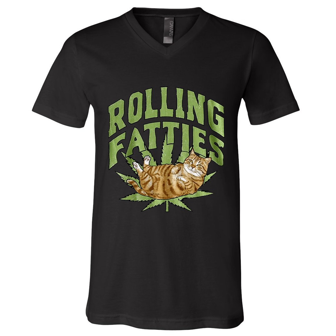 Vintage Rolling Fatties Cat Retro Kitty Kitten V-Neck T-Shirt