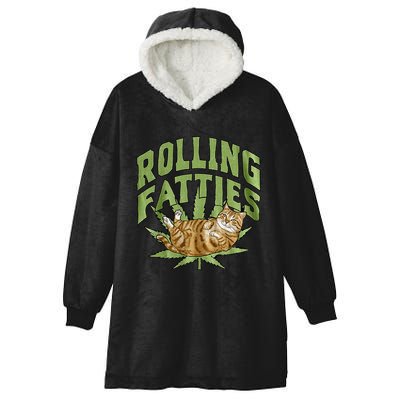 Vintage Rolling Fatties Cat Retro Kitty Kitten Hooded Wearable Blanket