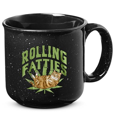 Vintage Rolling Fatties Cat Retro Kitty Kitten 15oz Campfire Ceramic Mug