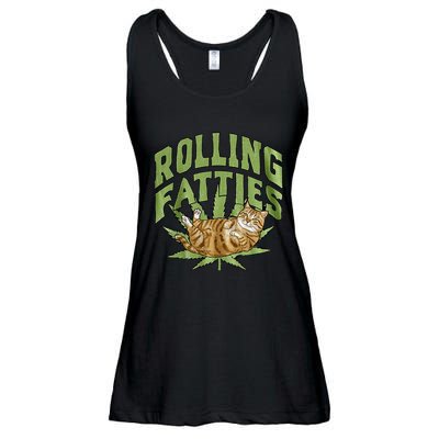Vintage Rolling Fatties Cat Retro Kitty Kitten Ladies Essential Flowy Tank