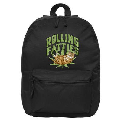 Vintage Rolling Fatties Cat Retro Kitty Kitten 16 in Basic Backpack