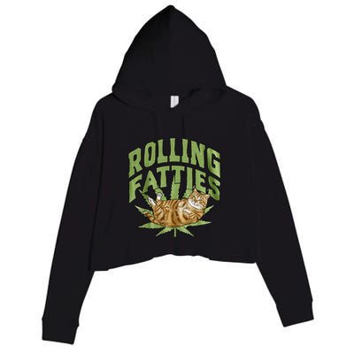 Vintage Rolling Fatties Cat Retro Kitty Kitten Crop Fleece Hoodie