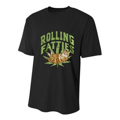 Vintage Rolling Fatties Cat Retro Kitty Kitten Youth Performance Sprint T-Shirt