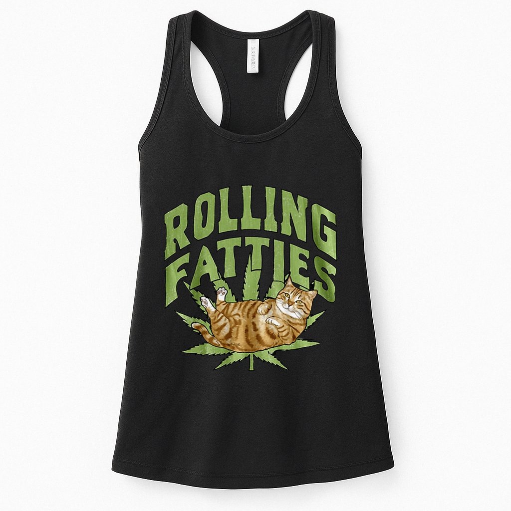Vintage Rolling Fatties Cat Retro Kitty Kitten Womens Tank Top