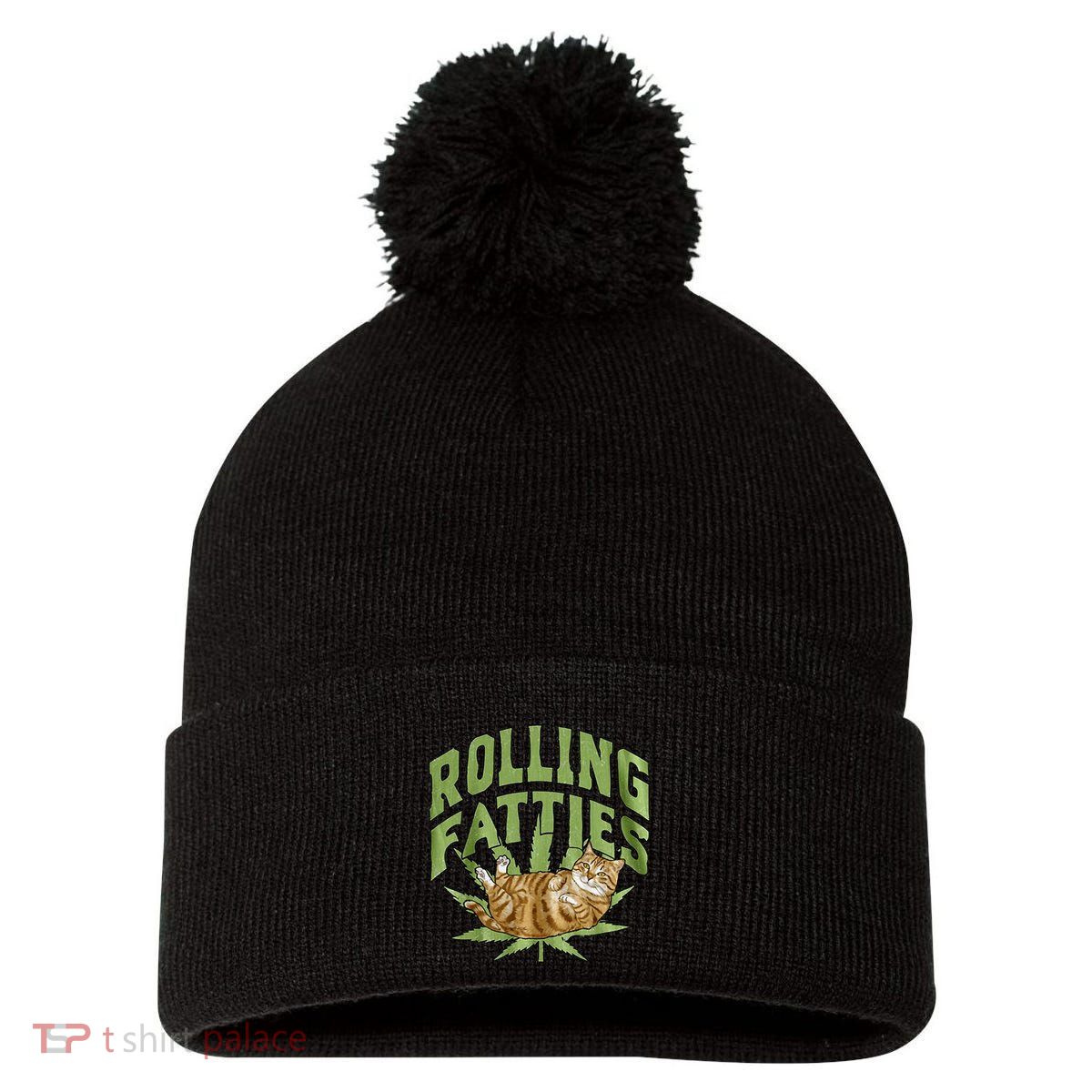 Vintage Rolling Fatties Cat Retro Kitty Kitten Pom Pom 12in Knit Beanie