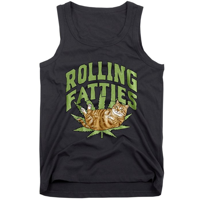 Vintage Rolling Fatties Cat Retro Kitty Kitten Tank Top