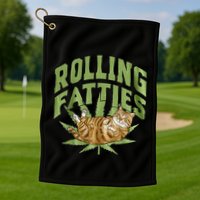 Vintage Rolling Fatties Cat Retro Kitty Kitten Golf Towel