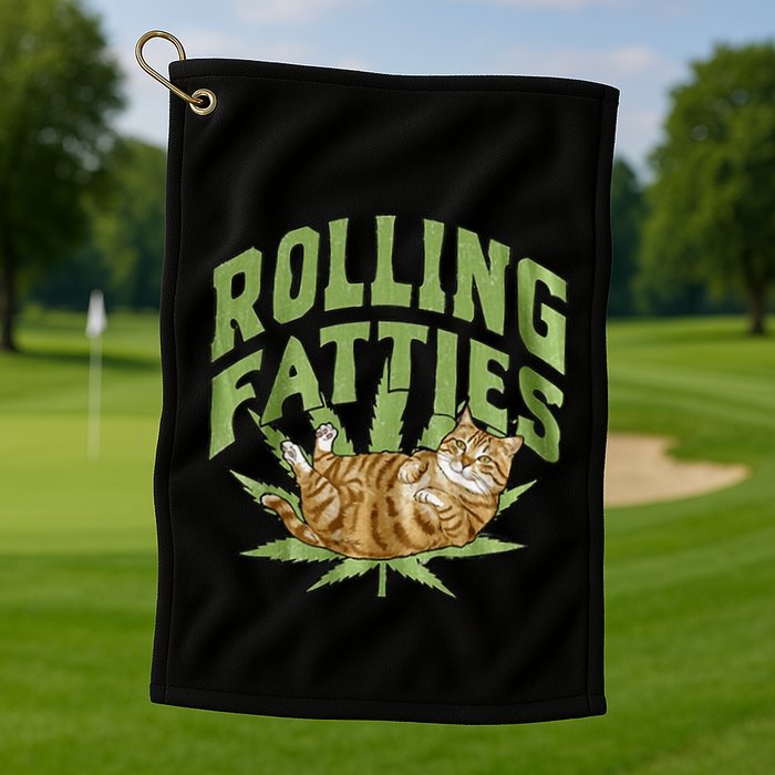 Vintage Rolling Fatties Cat Retro Kitty Kitten Golf Towel