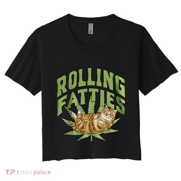 Vintage Rolling Fatties Cat Retro Kitty Kitten Crop Top