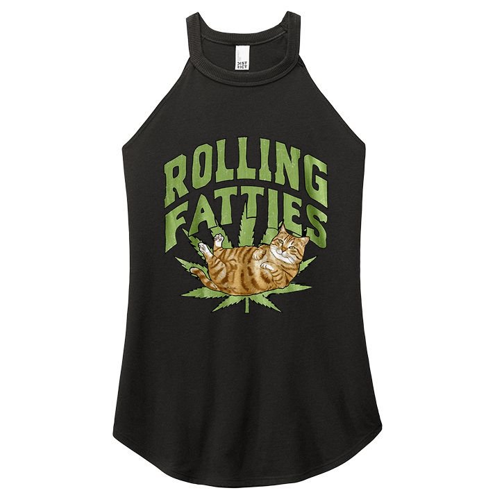 Vintage Rolling Fatties Cat Retro Kitty Kitten Women's Perfect Tri Rocker Tank