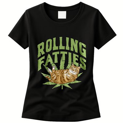 Vintage Rolling Fatties Cat Retro Kitty Kitten Womens T-Shirt