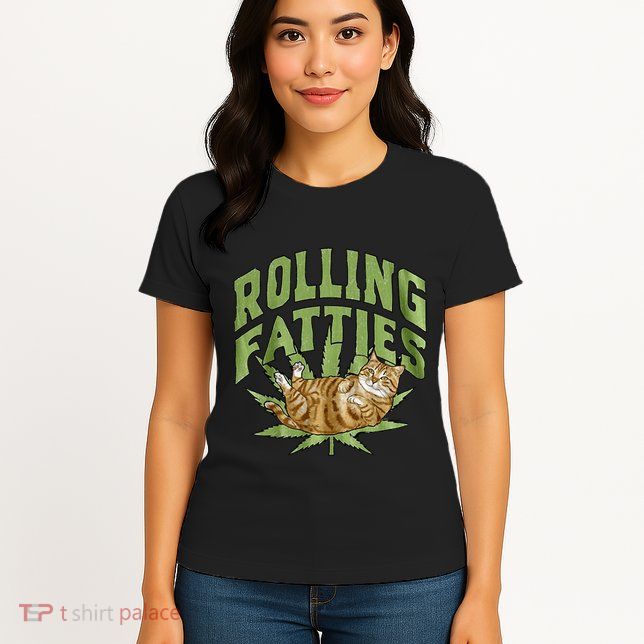 Vintage Rolling Fatties Cat Retro Kitty Kitten Womens T-Shirt