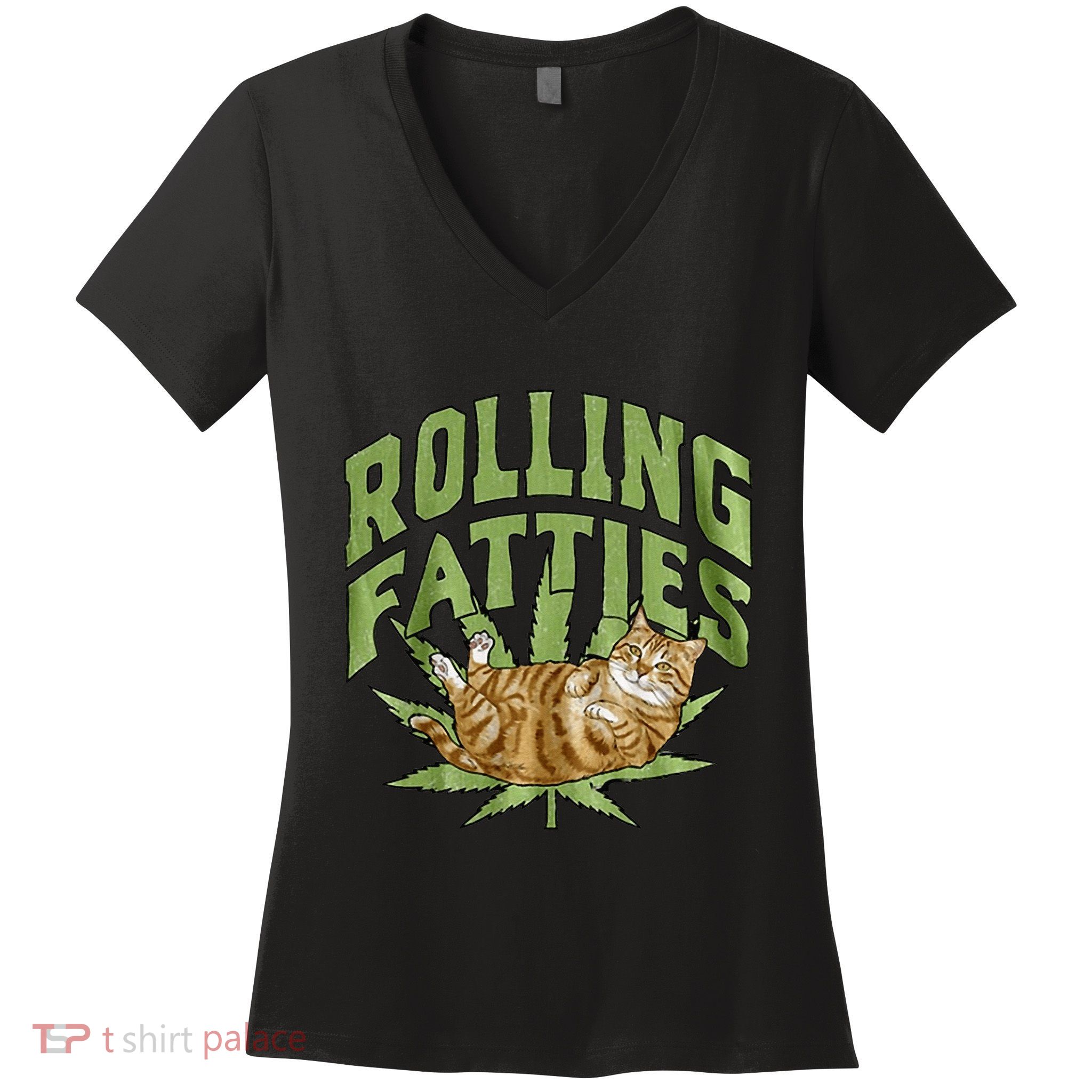 Vintage Rolling Fatties Cat Retro Kitty Kitten Women's V-Neck T-Shirt